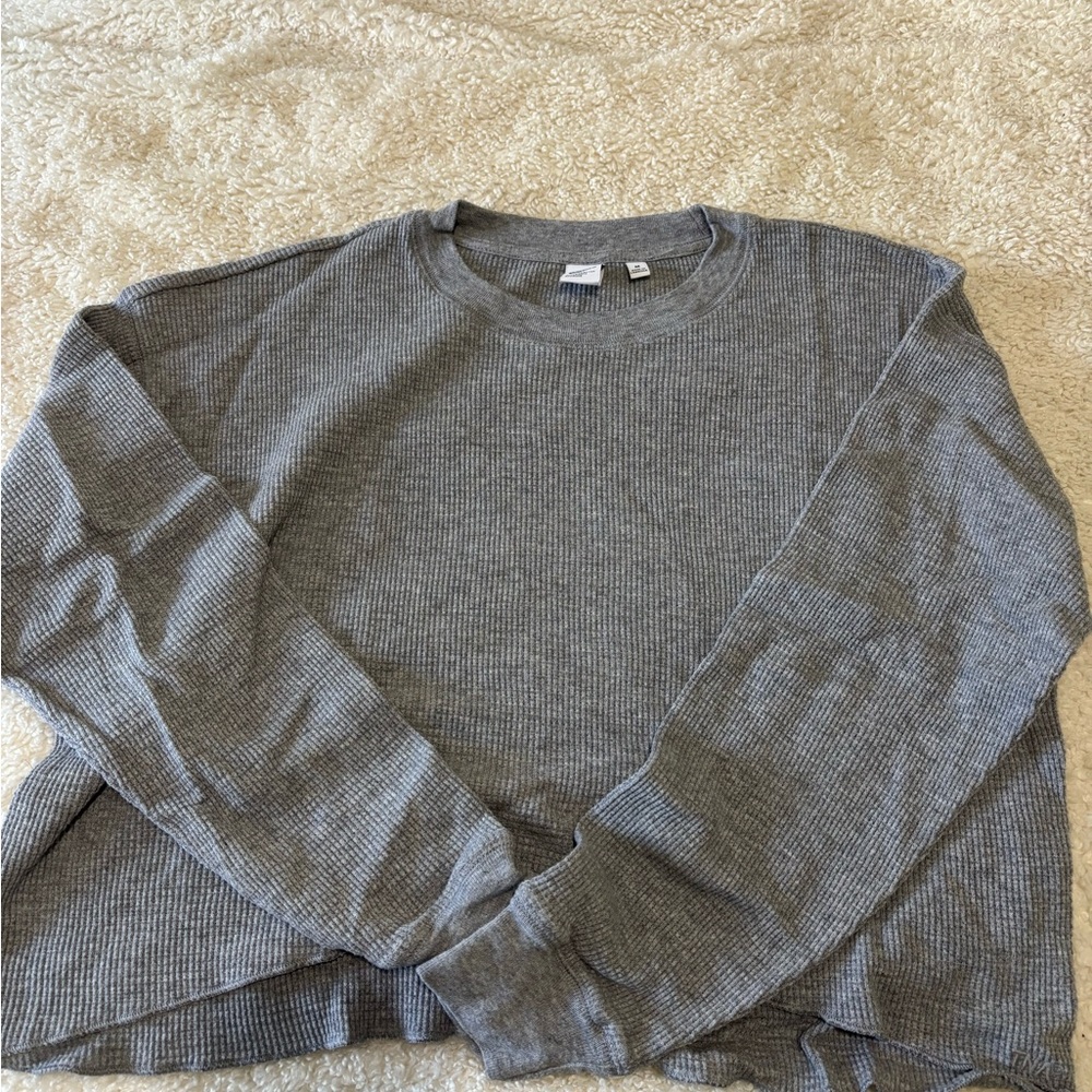 TNA Gray Waffle Knit Long Sleeve